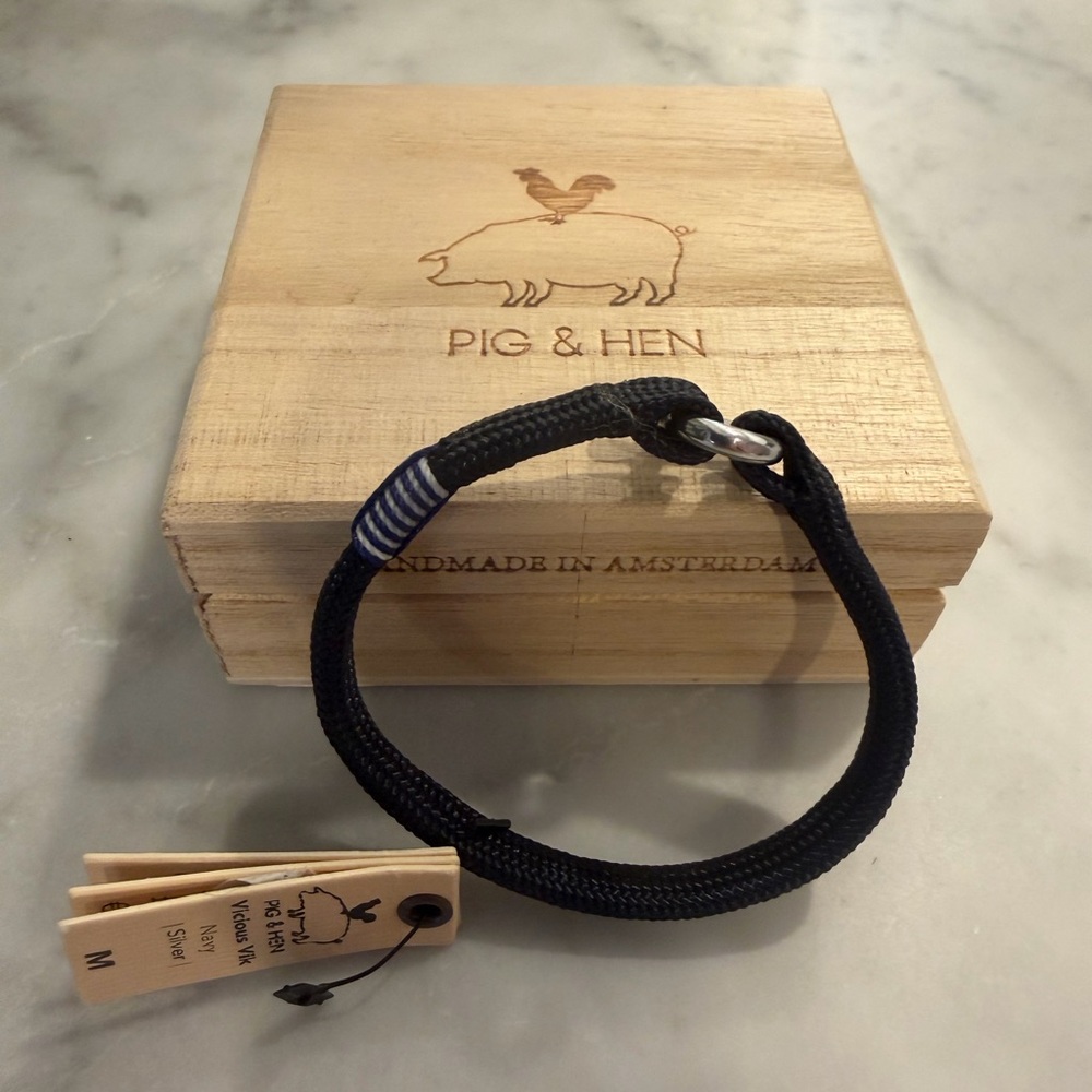 Navy Blue Rope Bracelet with Silver Clasp